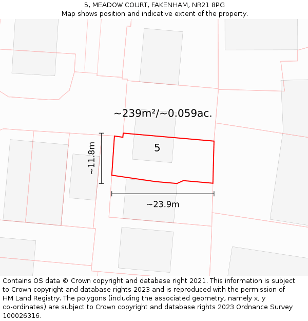 5, MEADOW COURT, FAKENHAM, NR21 8PG: Plot and title map