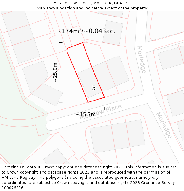 5, MEADOW PLACE, MATLOCK, DE4 3SE: Plot and title map