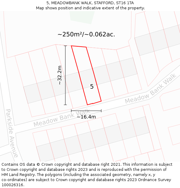 5, MEADOWBANK WALK, STAFFORD, ST16 1TA: Plot and title map