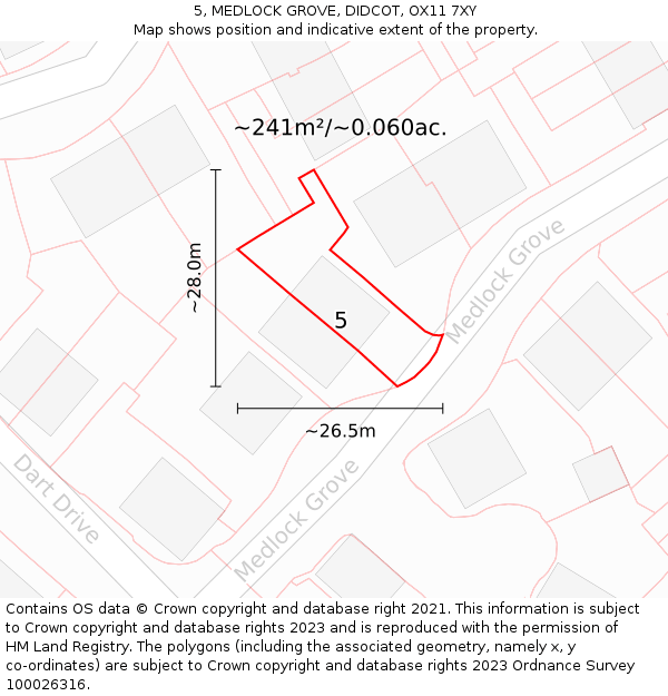5, MEDLOCK GROVE, DIDCOT, OX11 7XY: Plot and title map