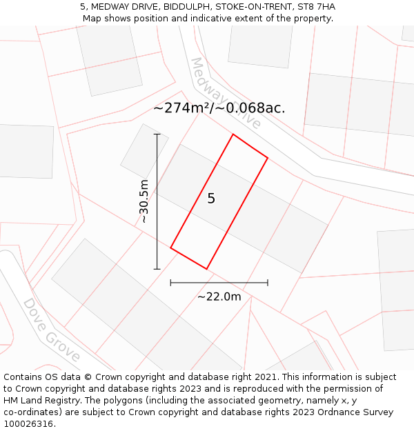5, MEDWAY DRIVE, BIDDULPH, STOKE-ON-TRENT, ST8 7HA: Plot and title map