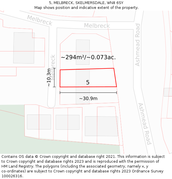 5, MELBRECK, SKELMERSDALE, WN8 6SY: Plot and title map