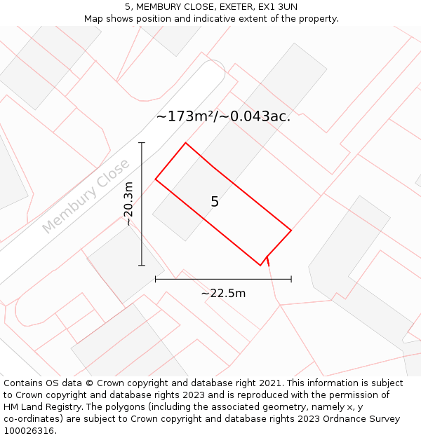 5, MEMBURY CLOSE, EXETER, EX1 3UN: Plot and title map