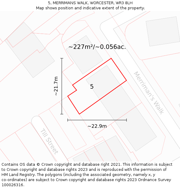 5, MERRIMANS WALK, WORCESTER, WR3 8LH: Plot and title map