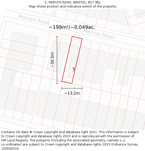 5, MERVYN ROAD, BRISTOL, BS7 9EL: Plot and title map