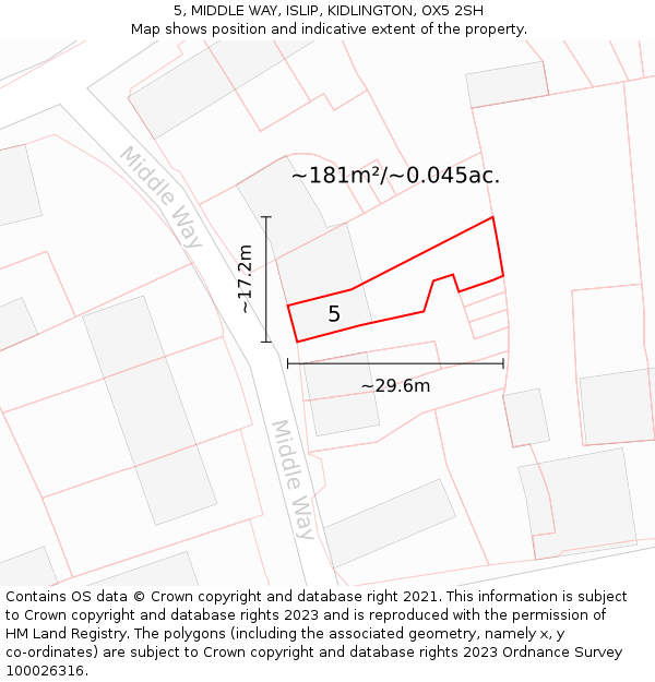 5, MIDDLE WAY, ISLIP, KIDLINGTON, OX5 2SH: Plot and title map