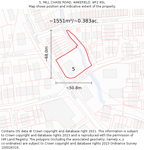 5, MILL CHASE ROAD, WAKEFIELD, WF2 9SL: Plot and title map