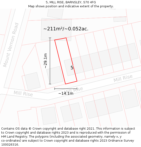 5, MILL RISE, BARNSLEY, S70 4FG: Plot and title map