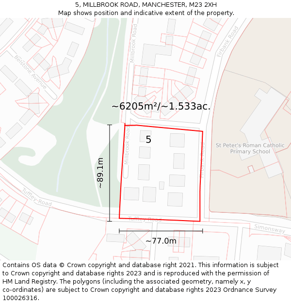 5, MILLBROOK ROAD, MANCHESTER, M23 2XH: Plot and title map