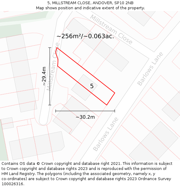 5, MILLSTREAM CLOSE, ANDOVER, SP10 2NB: Plot and title map