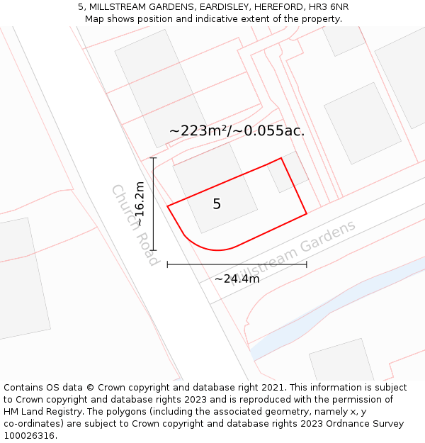 5, MILLSTREAM GARDENS, EARDISLEY, HEREFORD, HR3 6NR: Plot and title map