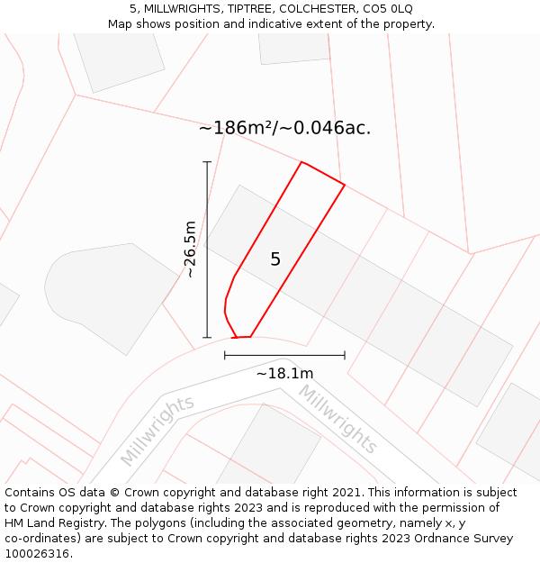 5, MILLWRIGHTS, TIPTREE, COLCHESTER, CO5 0LQ: Plot and title map