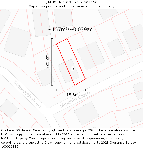 5, MINCHIN CLOSE, YORK, YO30 5GL: Plot and title map