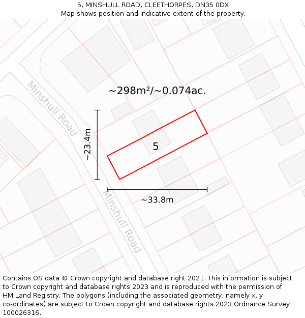 5, MINSHULL ROAD, CLEETHORPES, DN35 0DX: Plot and title map