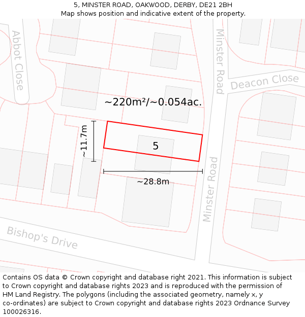 5, MINSTER ROAD, OAKWOOD, DERBY, DE21 2BH: Plot and title map