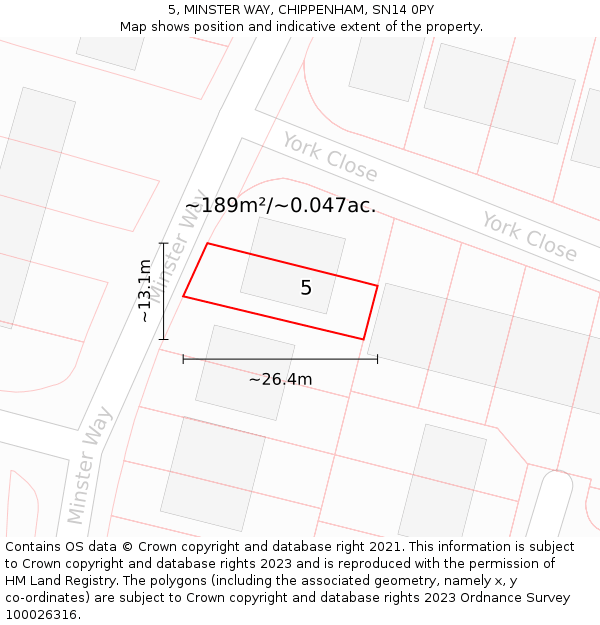 5, MINSTER WAY, CHIPPENHAM, SN14 0PY: Plot and title map