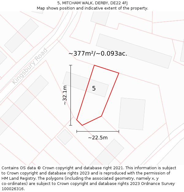 5, MITCHAM WALK, DERBY, DE22 4FJ: Plot and title map