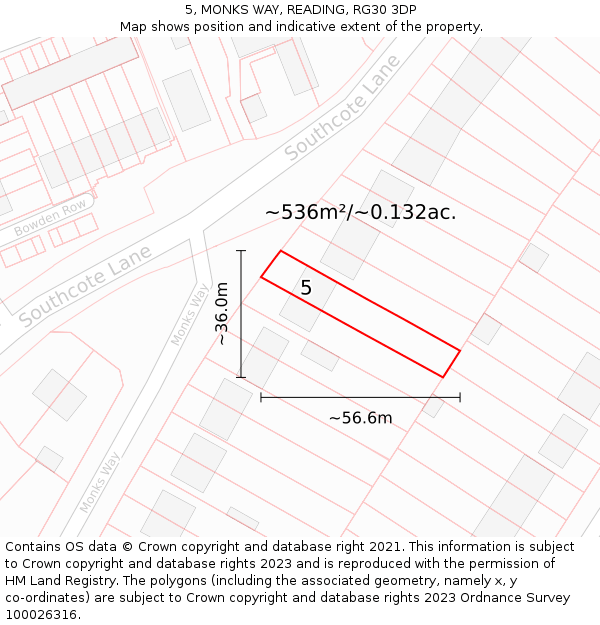 5, MONKS WAY, READING, RG30 3DP: Plot and title map