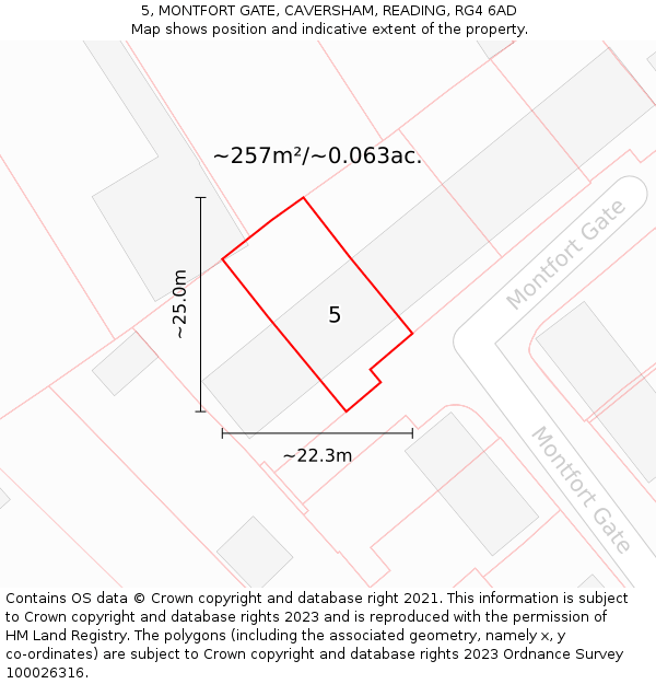 5, MONTFORT GATE, CAVERSHAM, READING, RG4 6AD: Plot and title map