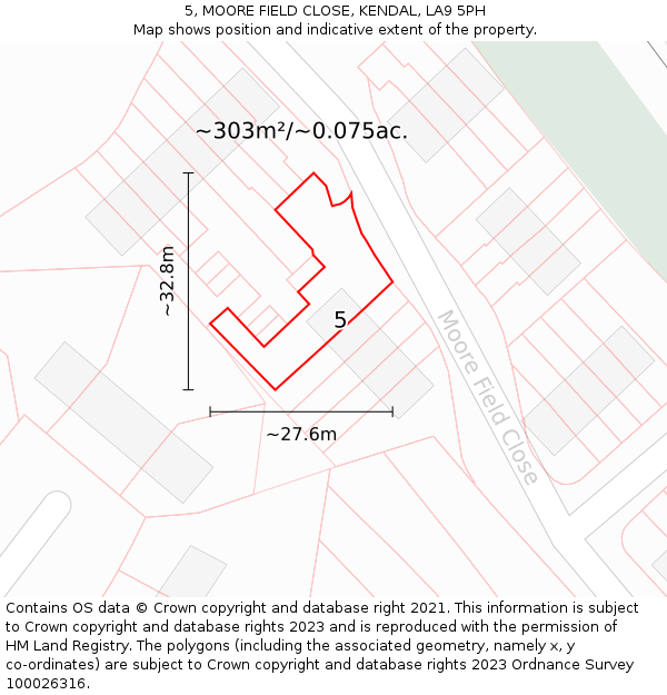 5, MOORE FIELD CLOSE, KENDAL, LA9 5PH: Plot and title map