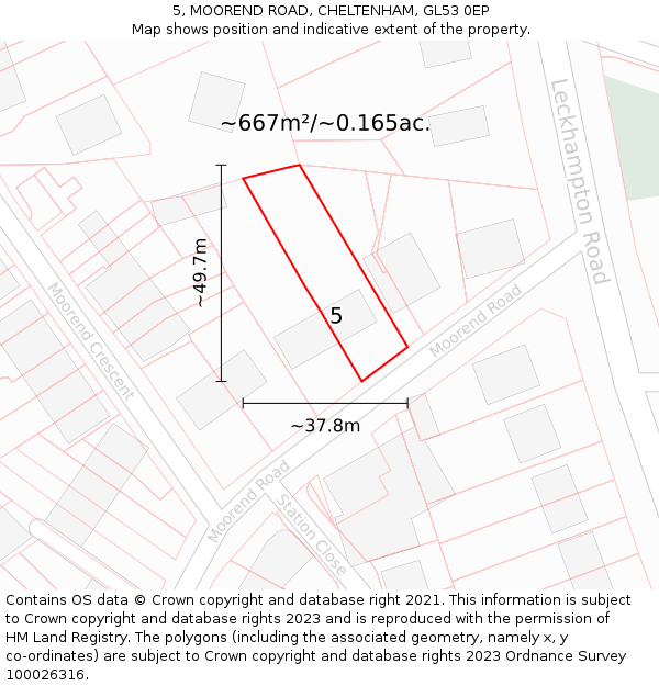 5, MOOREND ROAD, CHELTENHAM, GL53 0EP: Plot and title map