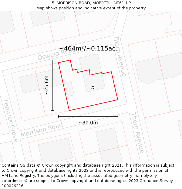 5, MORRISON ROAD, MORPETH, NE61 1JP: Plot and title map