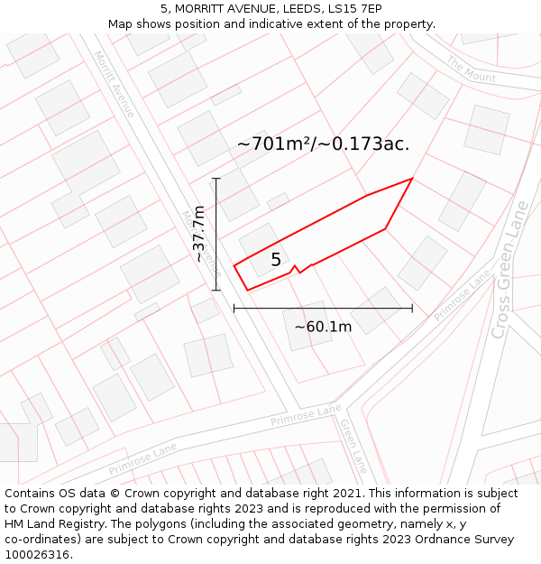5, MORRITT AVENUE, LEEDS, LS15 7EP: Plot and title map