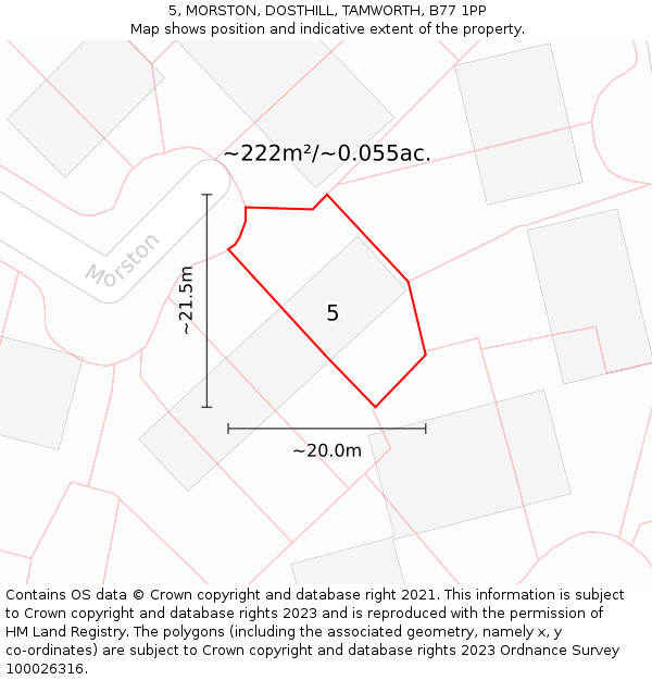 5, MORSTON, DOSTHILL, TAMWORTH, B77 1PP: Plot and title map