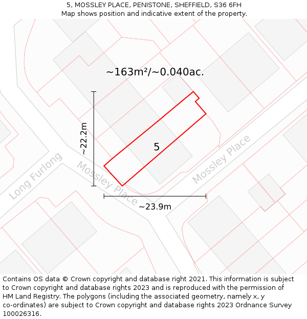 5, MOSSLEY PLACE, PENISTONE, SHEFFIELD, S36 6FH: Plot and title map