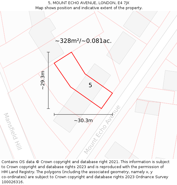 5, MOUNT ECHO AVENUE, LONDON, E4 7JX: Plot and title map