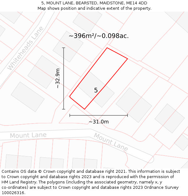 5, MOUNT LANE, BEARSTED, MAIDSTONE, ME14 4DD: Plot and title map