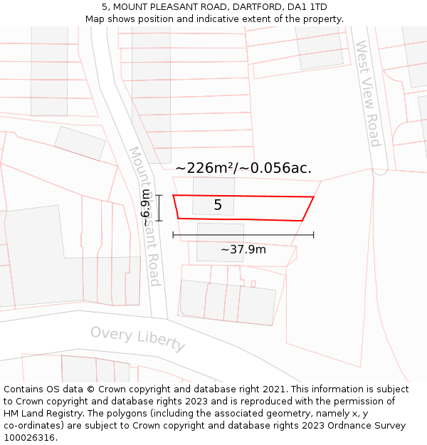 5, MOUNT PLEASANT ROAD, DARTFORD, DA1 1TD: Plot and title map