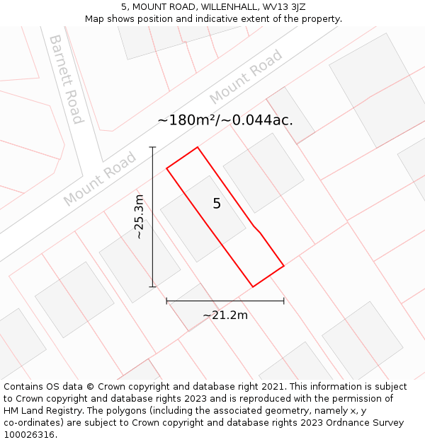 5, MOUNT ROAD, WILLENHALL, WV13 3JZ: Plot and title map