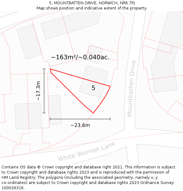 5, MOUNTBATTEN DRIVE, NORWICH, NR6 7PJ: Plot and title map