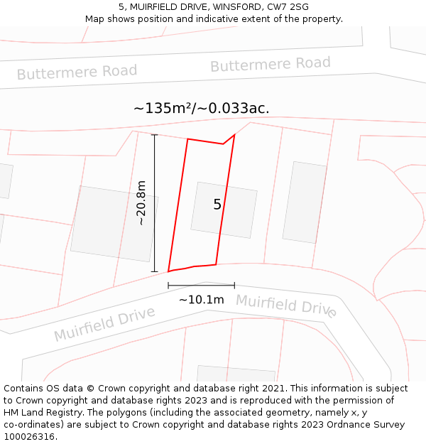 5, MUIRFIELD DRIVE, WINSFORD, CW7 2SG: Plot and title map