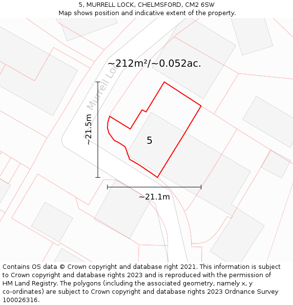 5, MURRELL LOCK, CHELMSFORD, CM2 6SW: Plot and title map