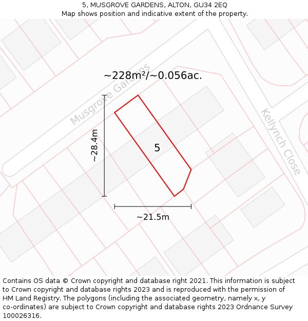 5, MUSGROVE GARDENS, ALTON, GU34 2EQ: Plot and title map