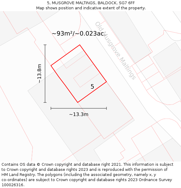 5, MUSGROVE MALTINGS, BALDOCK, SG7 6FF: Plot and title map