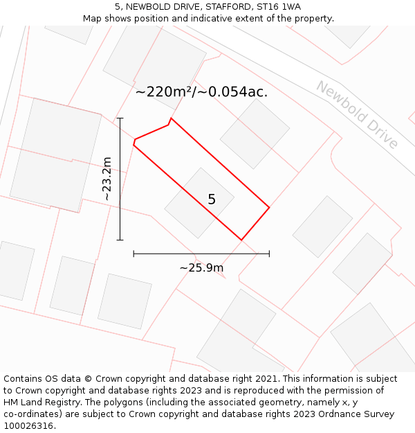 5, NEWBOLD DRIVE, STAFFORD, ST16 1WA: Plot and title map