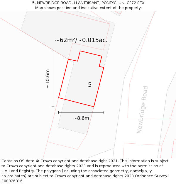 5, NEWBRIDGE ROAD, LLANTRISANT, PONTYCLUN, CF72 8EX: Plot and title map