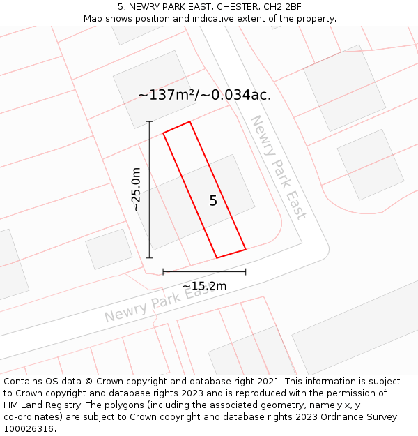 5, NEWRY PARK EAST, CHESTER, CH2 2BF: Plot and title map