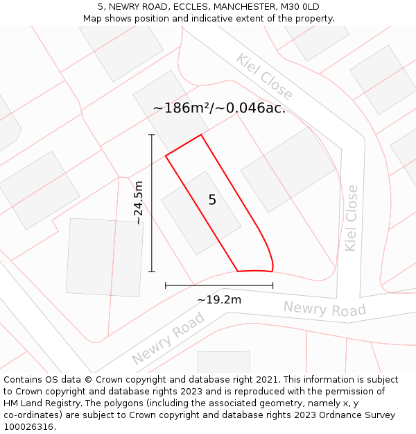 5, NEWRY ROAD, ECCLES, MANCHESTER, M30 0LD: Plot and title map