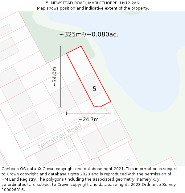 5, NEWSTEAD ROAD, MABLETHORPE, LN12 2AN: Plot and title map
