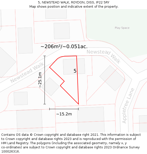 5, NEWSTEAD WALK, ROYDON, DISS, IP22 5RY: Plot and title map