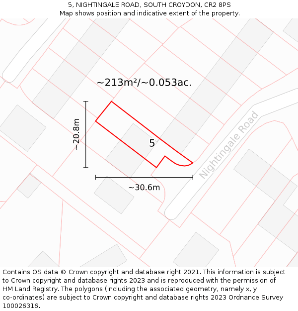 5, NIGHTINGALE ROAD, SOUTH CROYDON, CR2 8PS: Plot and title map