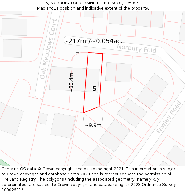 5, NORBURY FOLD, RAINHILL, PRESCOT, L35 6PT: Plot and title map