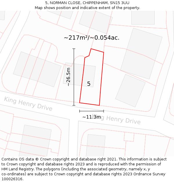 5, NORMAN CLOSE, CHIPPENHAM, SN15 3UU: Plot and title map