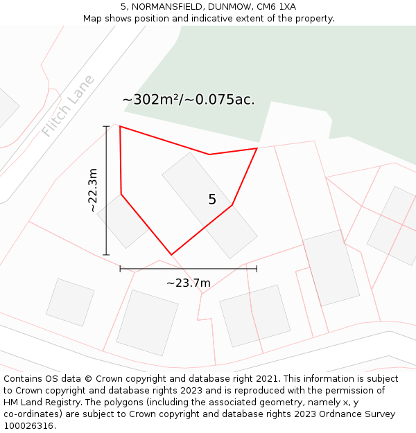5, NORMANSFIELD, DUNMOW, CM6 1XA: Plot and title map