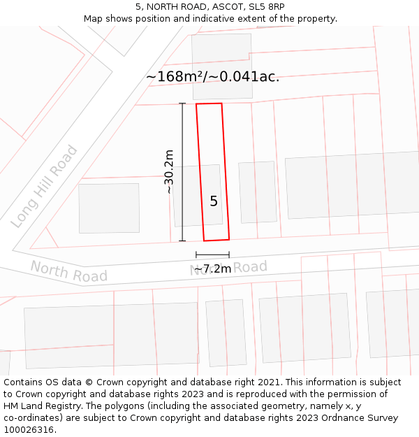 5, NORTH ROAD, ASCOT, SL5 8RP: Plot and title map