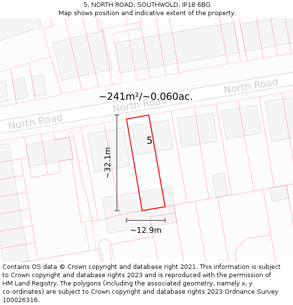 5, NORTH ROAD, SOUTHWOLD, IP18 6BG: Plot and title map